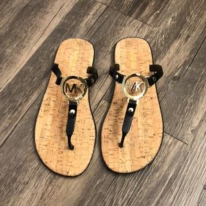 Michael Kors gold MK charm jelly thong Sandal